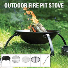 Outdoor Fire Pit Foldable Outdoor Fire Pit, Wood Burning Fireplace, Round Metal Brazier with Spark Sieve Cover Poker and 24 in