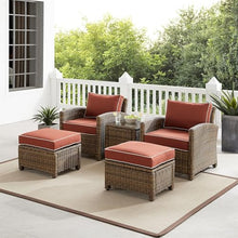 Afuera Living 5-Piece Outdoor Chair Set, Wicker/Rattan, Gray/Weathered Brown Finish, Steel Frame, All-Weather Cushions, Modular Design with Side Table, Patio Seating and Relaxation