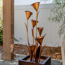 XBrand 46" Tall Bronze Metal Sculptural Flower Multi-Tier Freestanding Water Fountain Without LED Lights