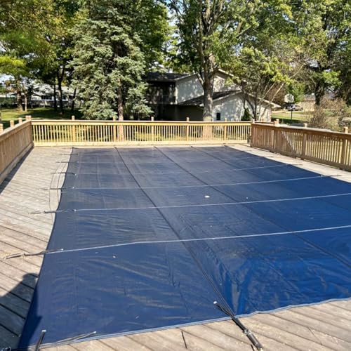 CMYUN Customizable Winter Pool Cover Deck Garden, Extra Large Inground Pool Covers with Anchors ＆ Springs, for 9/16/22/24/26/29/32 Ft Wide Pools(8mx8m(26.2ftx26.2ft))
