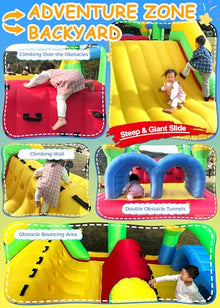 Whubefy Inflatable Bounce House Obstacle Course with Blower Red/Yellow/Blue/Green