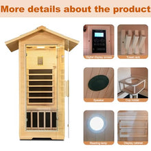 Zugoni 1 Person Outdoor Far Infrared Sauna Canadian Hemlock Wood Indoor Sauna 1400W with Speakers, LED Lamp, Clothing Hook, Cup Holder - Sauna Style