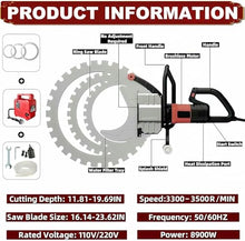 Upgrade 8900w Concrete Ring Saw Multi Saw Blade16-20-24in, Electric Ring Saws Cutter Depth 30/40/50cm, Linkage Water Pump, 5m Water Pipe, Dust-Free Cutting for Stone, Rebar