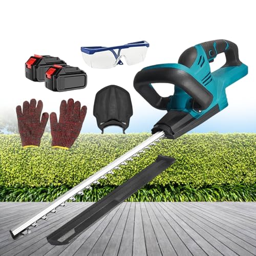 Cordless Hedge Trimmer, Electric Bush Trimmer 18.9 Inches Dual-Action Blades, 3/5" Cutting Capacity Handheld Shrub Pruning Trimmer For Garden, Yard, Lawn, Roadside, Tea Garden,2batteries