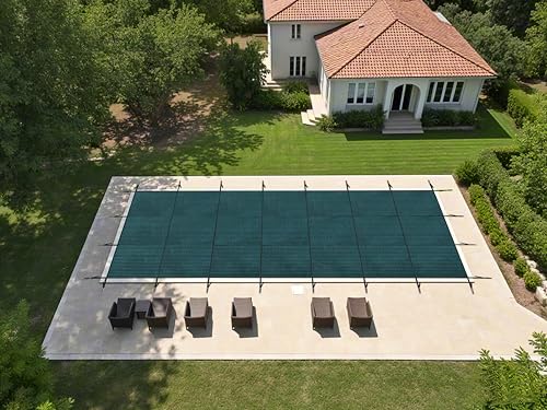 30x50ft Inground Pool Safety Cover, Fits 28x48ft Rectangular Pools, High Strength Mesh Winter Pool Cover with Installation Hardware, Green