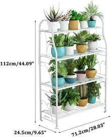 4 Tier Metal Plant Shelf For Indoor Multiple Plants Display Rack Floor Standing Plant Stand Planter Modern Flower Pot Holder Simple Ladder Frame Practical Storage Rack For Patio Garden Corner