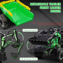 Hetoy 24V Kids Ride-On Tractor Excavator Bulldozer Green
