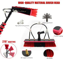 Professional Window Cleaning Kit, 3.6-10.8m Water Fed Extendable Brush, 3-in-1 Aluminum Outdoor Window Cleaner Hose, for Solar Panel, House Siding, Pool, RV,10.8m
