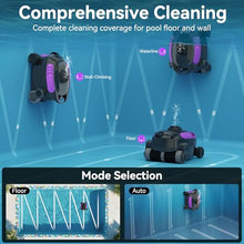 Cordless Robotic Pool Cleaner, Wall Climbing, Extended Battery Life, 0.28 Cu Ft Large Capacity, Advanced Dual-Motor, X3 Auto Pool Vacuum for Inground & Above Ground Pools Up to 1615 Sq.Ft, Purple