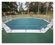 WAHHWF 20 22 24 26 28 29 30 ft Round Inground Pool Safety Covers, Heavy Duty Polypropylene Winter Swimming Pool Protector Cover Green Mesh, w/Installation Tools for Wooden Deck/Concrete Floor(31.5ft)
