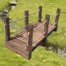 TT-YEL Outdoor Wooden Garden Bridge with Rope Handrail, 4.6/5.9Ft Rectangular Footbridge, Vintage Country Pond Bridge Decoration, 300Kg Load-Bearing, Walking Landscape Bridge,L180×w80×h65cm