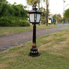 JINHH Pathway Lamp Vintage E27 Outdoor Light Black Gold Aluminum and Glass Shade Garden Floor Lamp Waterproof IP44 Pedestal Lamps Villa Lawn Landscape Entrance Lighting Height