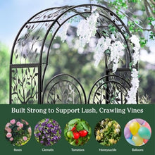 Plow & Hearth Metal Tree of Life Arched Garden Arbor with Gate | 7 feet Tall Laser-Cut Design | Plant Support for Heavy Vines | Landscape Focal Point | Iron Steel