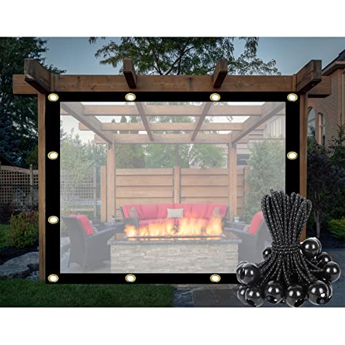 IBOWZ Clear Heavy Duty Tarpaulin Outdoor Clear Tarp Curtain Waterproof Partition Curtains Plant Cover Tarpaulin for Greenhouse, Patio, Cars