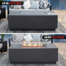 AMS 66" Rectangular Propane Gas Fire Pit Table for Outdoor Patio, Dark Gray