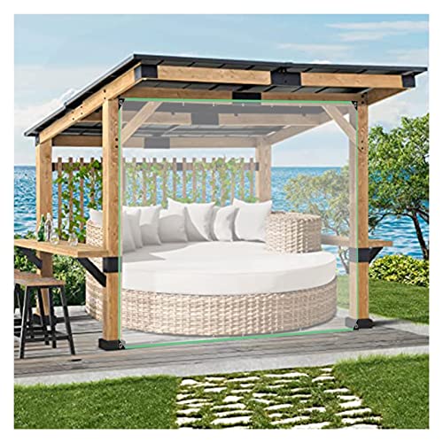 HSYFdy Heavy Duty Vinyl Tarp, Tarp with Clear Curtain Panel, Protects Against Rain, Snow, Sun with Rustproof Grommets for Pergola, Porch, Garage, Gray (Color : 0.4mm, Size : 8x12m)