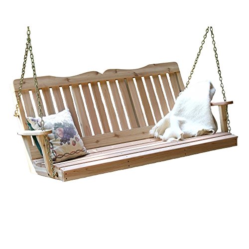 Creekvine Designs Cedar Porch Swing - Solid Wood Outdoor Swing for Patio & Yard 4'