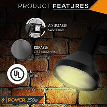 Ciata 15" Outdoor Security Flood Light 2 Head with Heavy Duty Cast Aluminum Body 150W PAR38 Weather Proof Black Finish - 6 Pack