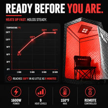 Burneek Halo Portable Sauna – Pop-Up Steam Sauna for Home with 1600W Steam Unit, Ambient Red Light, Insulated Cover, Portable Chair, Floor Mat, Remote Control & Carry Bag