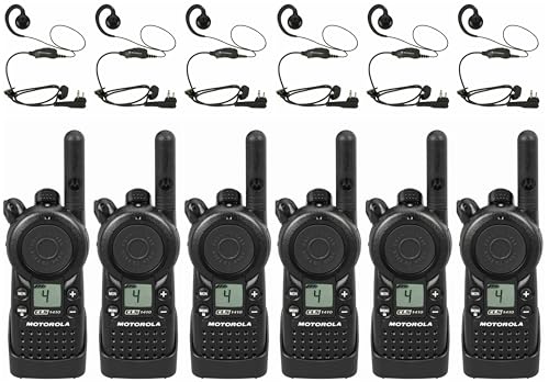 Motorola 6 Pack CLS1410 Walkie Talkie Radios with Headsets Black