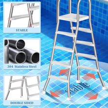errzom 53'' Sturdy Steel Pool Ladder Above Ground, Double Side Above Ground Pool Ladder, 4 Steps Pool Stairs Above Ground, Pool Steps Above Ground, Heavy Duty Pool Ladder 500 lb Capacity,53in