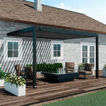 Backyard Discovery Evanston 14'x10' Galvanized Steel Wall-Mounted Louvered Pergola Kit with Adjustable Roof, Shade, Rain Protection, High-Wind Rating, PowerPort, Gutter System for Outdoor Patio, Deck