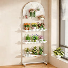 3 Tier Metal Plant Stand With Pegboard, Floor Display Rack For Indoor