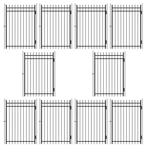 Fencer Wire Pack of 10 Heavy Duty Pinnacle Fence Gate, 6FT Height x 4FT Width Outdoor Fence Gate, Anti-Rust Steel Gate for Fencing Barrier, Decorative Garden Gate for Residential