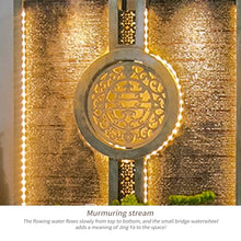 Indoor Outdoor Resin Zen Fountain Wall with LED Lights, Large Water Feature with Circular Design, Landscape Decor with Pump, for Garden, Entryway & Living Room,Spa(Stone Lion)