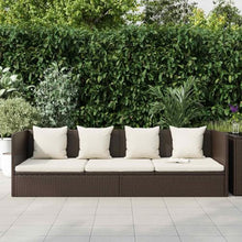 TUERYAFEK Poly Rattan Patio Bed with Seat Cushion and Pillows, Adjustable Sun Lounger with 7 Positions, Powder-Coated Steel Frame, Brown