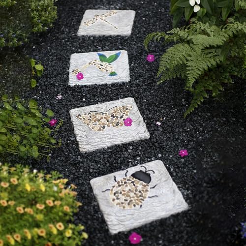 Kunovo Garden Décor Stepping Stone, Rectangular Pathway Landsaping Pavers with Polished Cobblestone, Rustic Style Decorative Stone for Lawns/Backyards (Size : 1 Pack), 58741