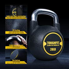 ToughFit 195LBS PU Coated Kettlebell Set - Rust-proof Handles & Flat Bottoms