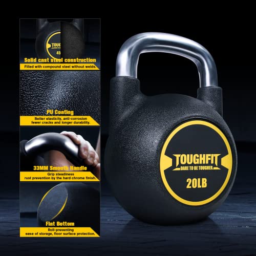 ToughFit 195LBS PU Coated Kettlebell Set - Rust-proof Handles & Flat Bottoms