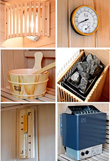 SDI Factory Direct 60" 2-3 Person Canadian Hemlock Traditional Swedish Wet/Dry Steam Sauna SPA Indoor 6KW Heater Upgrade