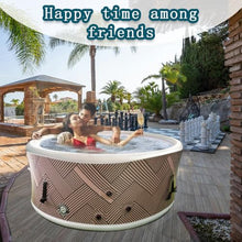 Inflatable Hot Tub Portable PVC Outdoor Spa with Heater Pump and Insulated Cover, Available in 59”, 71”, and 82” Sizes Ideal for Home Backyard Relaxation (Stripe, 82”x82”x26”)
