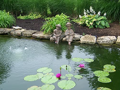 The Best Industries Fishing Boy & Girl Cast Stone Statues Classic Iron