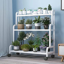 Indoor Plant Stand Garden Ladder Plant Stand,3 Tiered Metal Iron Flower Stand Step Planter Indoor Outdoor Planter Pot Stand Lockable Wheels,Corner Rolling Plant Shelves Flower Pot, A-80x40x107cm