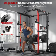 ARMAC 1500lbs Multi-Function Power Rack with Adjustable Cable Crossover Black+Red 01