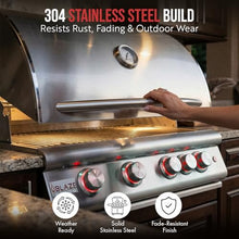 BLAZE BBQ Outdoor Package of 32” LTE Built-in Gas Grill, Dop-In Single Side Burner, 32” Door & Two Drawers Combo, 20” Compact Refrigerator and Accessories (Grill Cover, Fridge Trim and Rotisserie Kit)