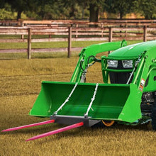 49 Inch Hay Spear for Tractor Bucket, Heavy Duty Bale Spear Attachment with 2 Stabilizer Spears & 59 Inch Chain, Tractor Bucket Hay Bale Spear Attachment, 4000 Lbs Capacity