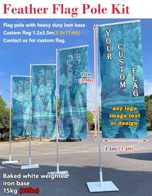 REMYSAOS Double Sided Custom Advertising Flags for Outside Business, 16 Ft Feather Flag Pole Kit with Weighted Base, Heavy Duty Outdoor Flag Pole Aluminum Kit(5pcs)