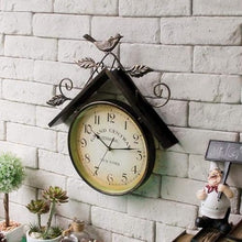 Wall Clock Art Clock Wall Clock, Vintage Wrought Iron Art Bird House Design Garden Clocks Outdoor Waterproof Clock Wall Decor Clock