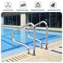 Pool Handrail, Premium 304 Stainless Steel Pool Safety Handrails, Silver Rustproof Swimming Pool Hand Rails 2 PCS for Inground Pool Entry - Easy Mount (Thick 1.5mm)