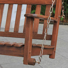 Cambridge Casual Bentley Solid Wood Mahogany Porch Swing, Natural Brown, Durable Weather-Resistant Outdoor Hanging Bench for Porch, Patio, Deck & Garden