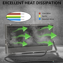 LED-Projektor für den Außenbereich: 500 W, superheller Projektor, 6000 K, Kaltweiß, 50000 lm, IP65, Wasserdicht, verstellbar, mit Klemme für Garten, Garage