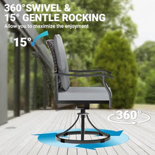 LEVELEVE Outdoor Patio Dining Set with Swivel Chairs and Square Table, All-Weather Metal Bistro Furniture for Lawn, Garden, Deck, Backyard and Porch