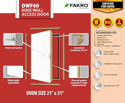 DWF60 Wall Hatch 21 in. x 31 in. Wooden Fire Rated Insulated Access Door