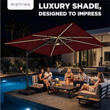 Midtown Umbrellas Supreme - 9 x 9 Ft Cantilever Umbrella with LED Lights