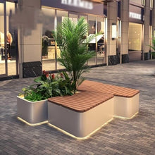 Outdoor large flower box Planter Box Iron Sitting Bench Flower Combination