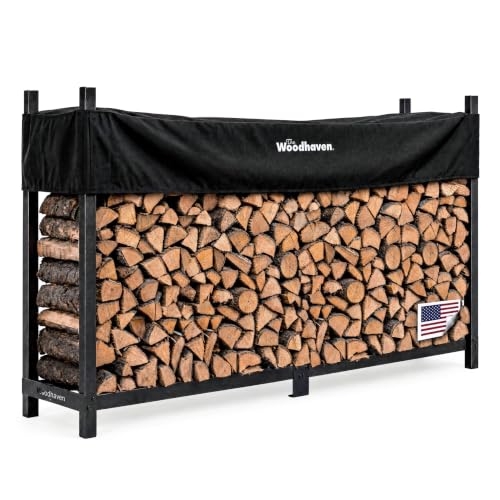 Woodhaven 8-Foot Raised Firewood Rack w/Cover, 1/2 Cord | Made in USA